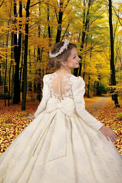 Anastelle Ivory Brocade Gown | Fashion Couture