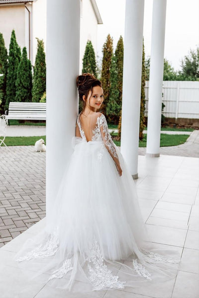 Elowara Grace Communion Dress Lace Pageant Flower Girl Gown