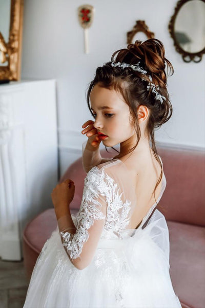 Elowara Grace Communion Dress Lace Pageant Flower Girl Gown