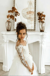 Elowara Grace Communion Dress Lace Pageant Flower Girl Gown