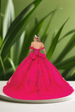 Fiorella Bold Pink Quinceañera Dress – Off-Shoulder Sparkle Gown