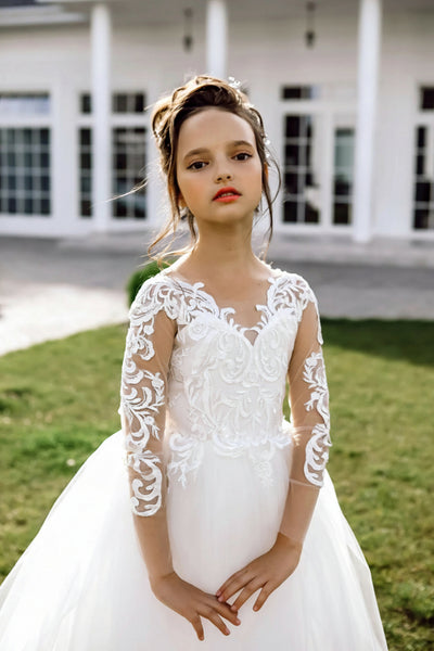 Seraphielle Grace White Couture Communion Pageant Gown