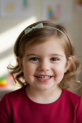 Silver Rhinestone Bow Headband for Girls