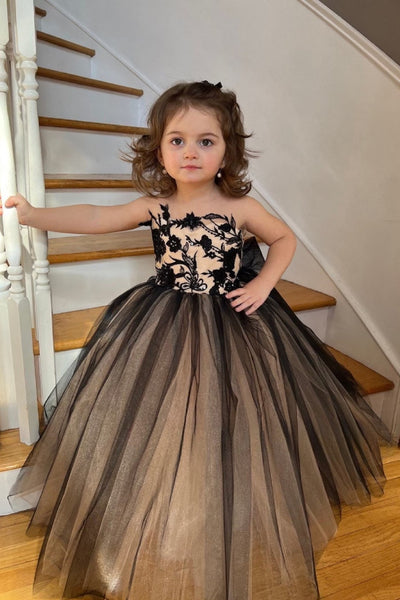 Girls Stunning Lace Tulle Wedding Pageant Party Floor Length Gown