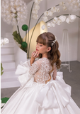 Ivory Girls Couture Pageant Communion Gown | Flower Girl Ball Dress