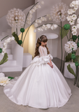 Ivory Girls Couture Pageant Communion Gown | Flower Girl Ball Dress