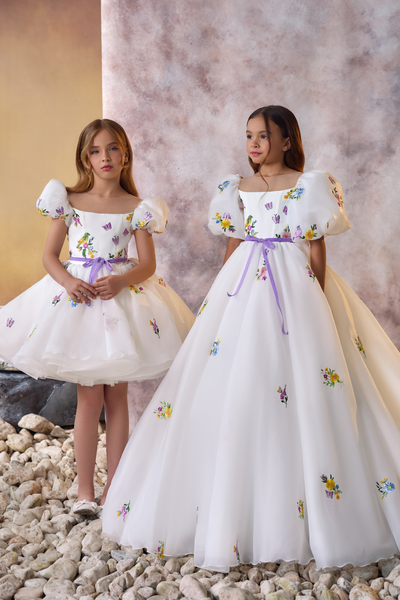 Charming Floral Embroidered Girls Dress | Pentelei Couture | Perfect for Special Occasions