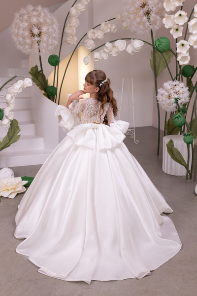 Ivory Girls Couture Pageant Communion Gown | Flower Girl Ball Dress