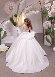 Ivory Girls Couture Pageant Communion Gown | Flower Girl Ball Dress