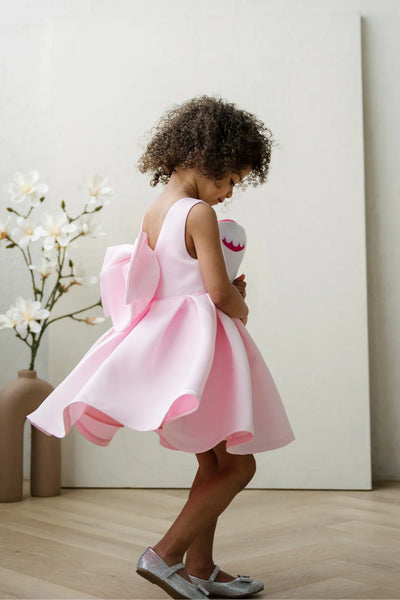 Rosamie Teter Warm Girls Bright Pink Bow Party Dress