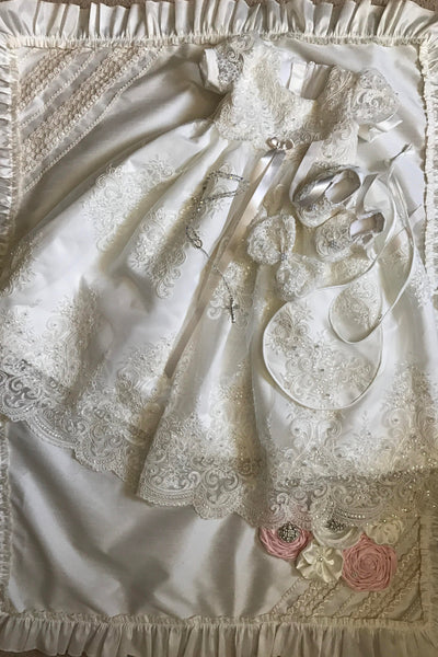 Couture Baby Baptismal Gown In Luxurious Alencon Lace