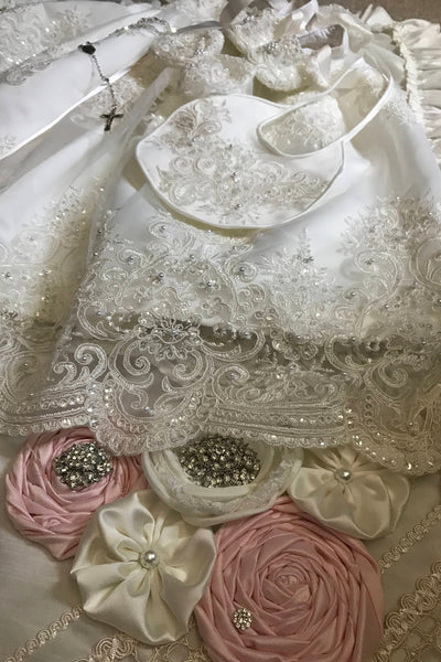 Couture Baby Baptismal Gown In Luxurious Alencon Lace