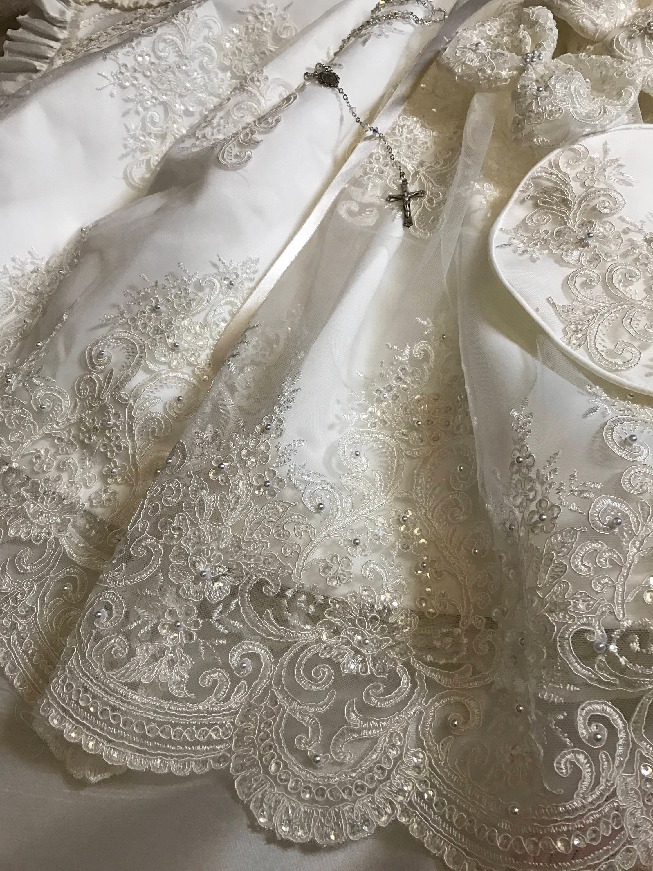 Couture Baby Baptismal Gown In Luxurious Alencon Lace