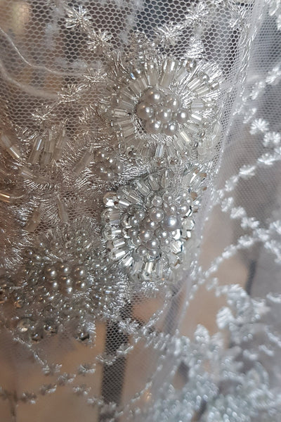 Breathtaking Satin Lace Beaded Couture Baby Baptismal Gown