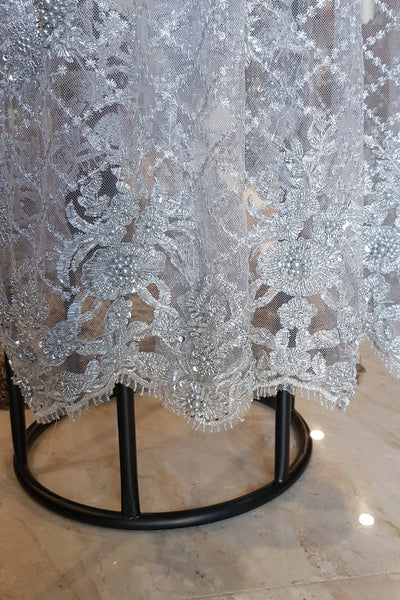 Breathtaking Satin Lace Beaded Couture Baby Baptismal Gown
