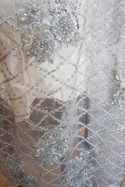 Breathtaking Satin Lace Beaded Couture Baby Baptismal Gown