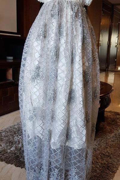 Breathtaking Satin Lace Beaded Couture Baby Baptismal Gown