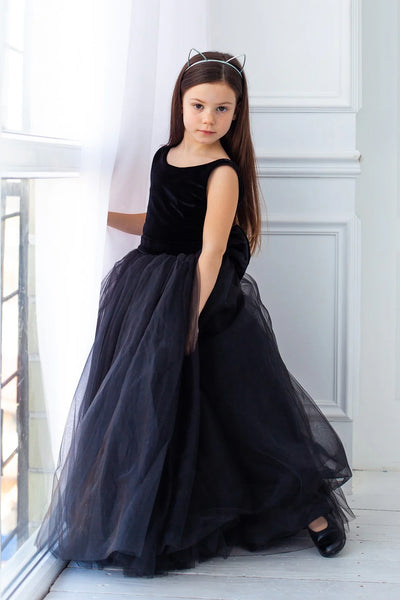 Malia Girls Velvet and Tulle Flower Girl Pageant Gown - Elegant Formal Dress