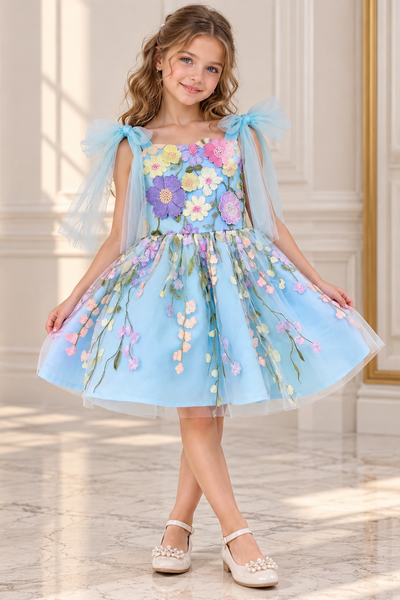 Girls 3D Floral Pageant & Flower Girl Dress