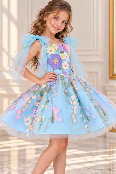 Girls 3D Floral Pageant & Flower Girl Dress