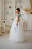 Aurelia Mint Bow Couture Dress | Girls Tulle Gown