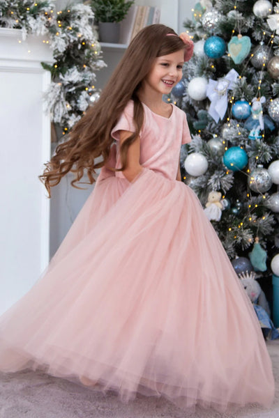 Lilia Velvet Tulle Flower Girl Gown - Special Occasion Dress | Blush Kids