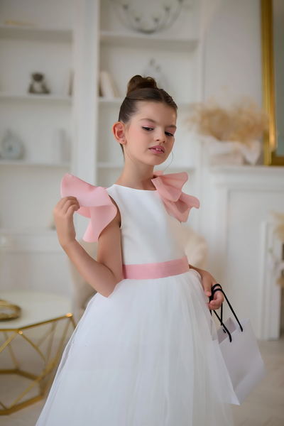 Aurelia Mint Bow Couture Dress | Girls Tulle Gown