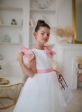Aurelia Mint Bow Couture Dress | Girls Tulle Gown