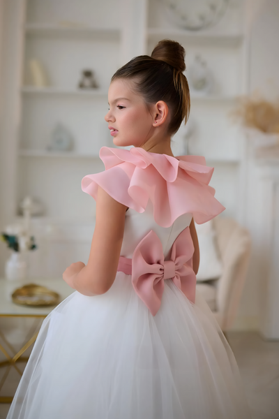 Aurelia Mint Bow Couture Dress | Girls Tulle Gown