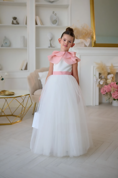 Aurelia Mint Bow Couture Dress | Girls Tulle Gown