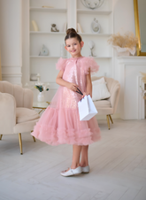 Isolde Blush Sequin Gown | Couture Girls Party Dress