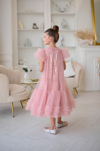 Isolde Blush Sequin Gown | Couture Girls Party Dress