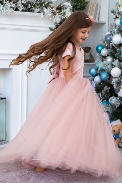 Lilia Velvet Tulle Flower Girl Gown - Special Occasion Dress | Blush Kids