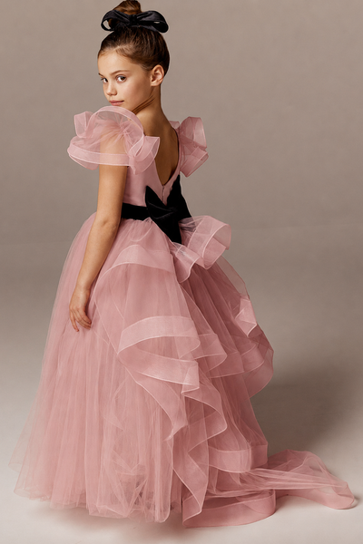 Viviene Girls Ruffled Pageant Dress | Blush Kids