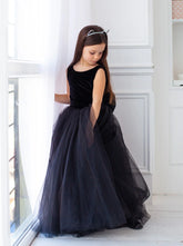 Malia Girls Velvet and Tulle Flower Girl Pageant Gown - Elegant Formal Dress