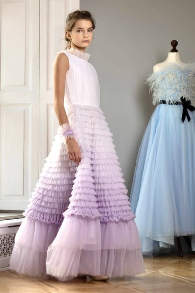 Justine Girls Couture Ruffled Tulle Gown - Special Occasion Dress