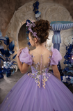 Lilac Floral Couture Gown – Girls Pageant & Flower Girl