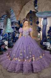 Lilac Floral Couture Gown – Girls Pageant & Flower Girl