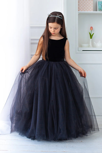 Malia Girls Velvet and Tulle Flower Girl Pageant Gown - Elegant Formal Dress
