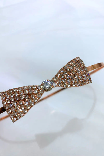 Rose Gold Rhinestone Bow Headband for Girls