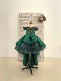 Emerald Couture High Low Pageant Gown with Train