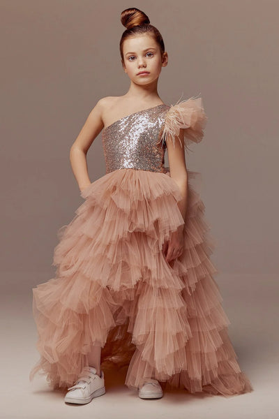 Autumn Girls Couture High Lo Pageant Flower Girl Dress - Luxury Children's Formal Wear