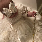 Couture Baby Baptismal Gown In Luxurious Alencon Lace