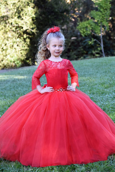 Gorgeous Pageant Wedding Flower Girl Tulle Dress Baby Birthday Party Dress