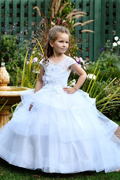 Girls Ivory Birthday Wedding Party Pageant Flower Girl Communion Lace Dress