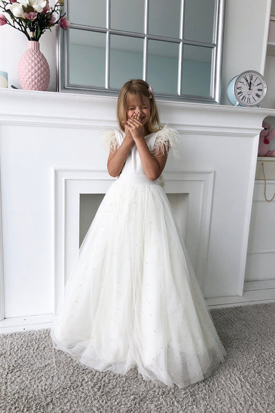 Chic Looking Girls Handmade Couture Tulle Velvet Ballgown