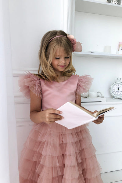 Stunning Girls Tulle Flower Girl Party Dress With Ruffled Long Skirt