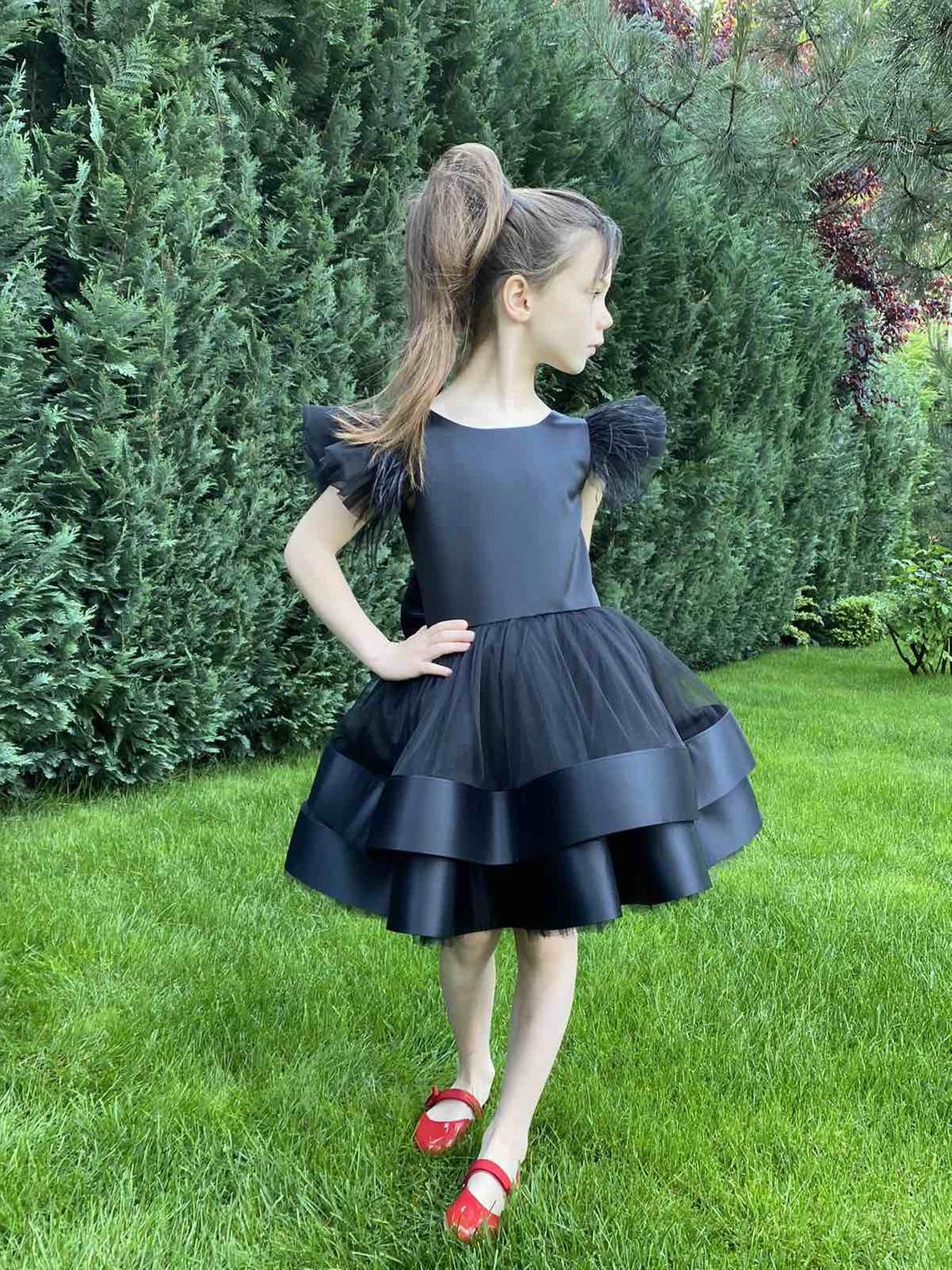 Girls Special Occasion Birthday Dress With Satin And Tulle Skirt