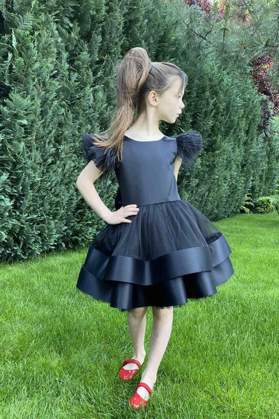 Girls Special Occasion Birthday Dress With Satin And Tulle Skirt