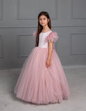 Girls 1st Communion Flower Girl Dress With Multi Layered Tulle Skirt